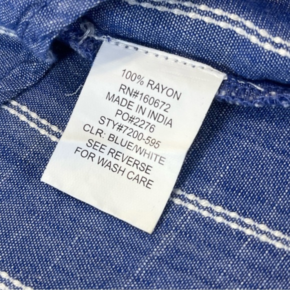 Blue Island Beach 100% Rayon Swim Beach Coverup Blue & White Size Small - Picture 6 of 9